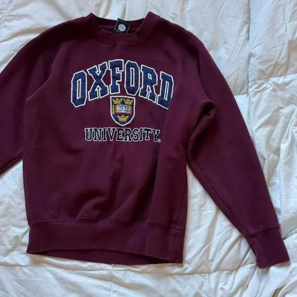 Official oxford university crewneck sweatshirt sz xs burgundy dark academia prep - Picture 8 of 8